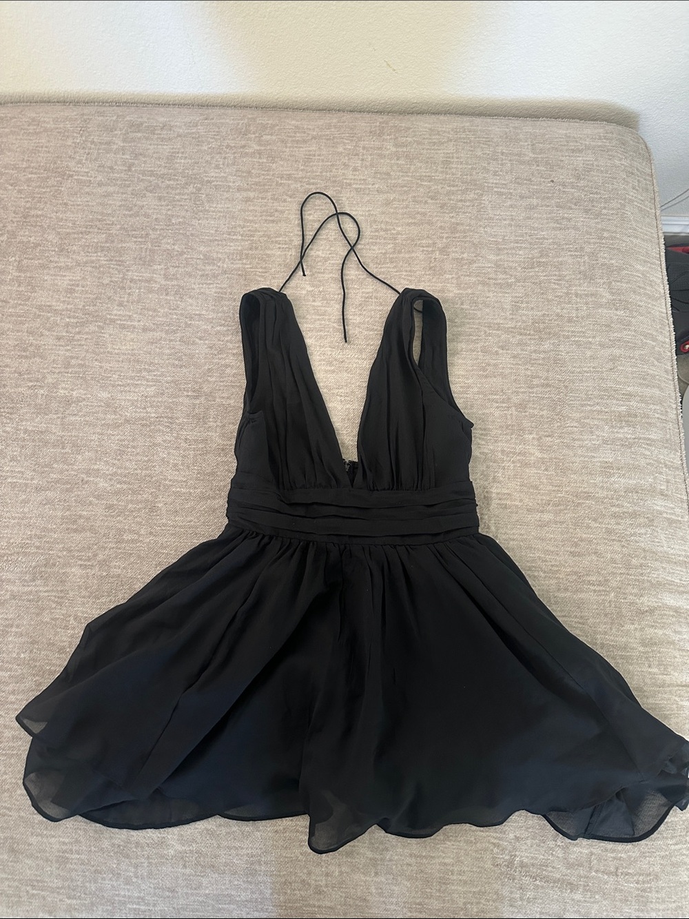 Abercrombie & Fitch Black Plunging Halter Mini Dress